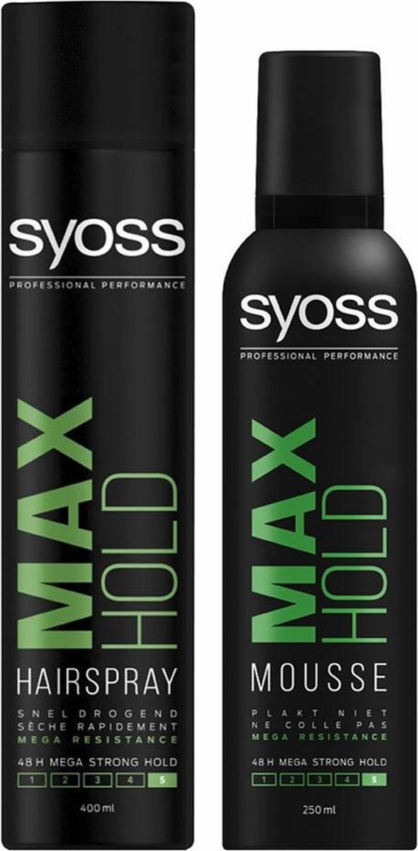 SYOSS Max Hold Hairstyling Pakket – Max Hold Haarlak & Mousse – Duopak