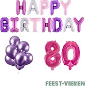 80 jaar Verjaardag Versiering Ballon Pakket Pastel & Roze