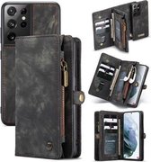 caseme - Hoesje geschikt voor Samsung Galaxy S21 Ultra - 2 in 1 back cover - zwart