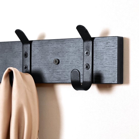 ACAZA Kapstok - Wandkapstok - Kapstok Hangend - 16 Haken - 88 cm - Zwart