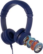 BuddyPhones Explore+ ,kindvriendelijke on-ear koptelefoon - geluidsbegrenzing, audio splitter, meegeleverde stickers, blauw