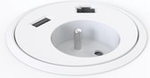 Powerdot 1xstopcontact, 1xdata, 1x USB lader wit (CEE 7/5 penaarde)