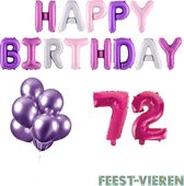72 jaar Verjaardag Versiering Ballon Pakket Pastel & Roze