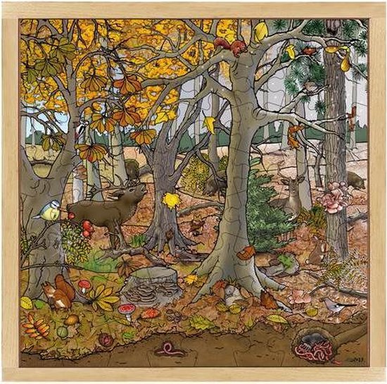 Puzzel Bos herfst-winter - houten kinderpuzzel (40 x 40 cm) - 64 stukjes |  bol.com