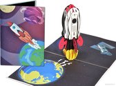 Popcards popupkaarten – Verjaardagskaart Raket Ruimteschip Ruimtereis Mars Maan Sterren NASA SpaceX Elon Musk Felicitatie pop-up kaart 3D wenskaart