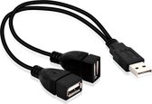 WiseGoods - USB Y Splitter Male to Dual Female - USB Kabel voor Computer Laptop - 42cm - Zwart