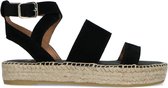 Manfield - Dames - Zwarte sandalen met plateauzool - Maat 38