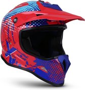 Soxon SKC-34 Rood Blauw, kinderhelm, helm kind, motorhelm, scooterhelm, XS, 51-52cm hoofdomtrek, 2 3 5 + jaar, ECE