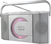 Soundmaster RCD1755SI - Draagbare stereo kofferradio met verticale CD/MP3-speler, zilver