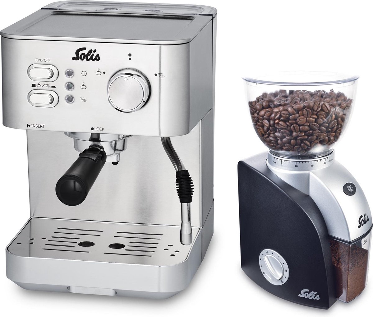 Solis Primaroma 1010 Koffiemachine met Bonen + Scala Plus 1661 Koffiemolen RVS bol