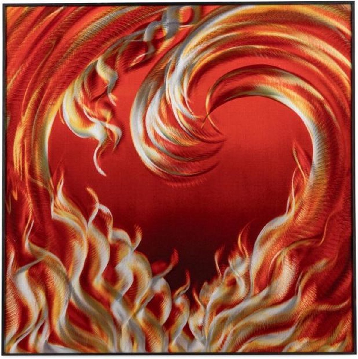 Schilderij Hart on fire love - Aluminium  art -  afm 60x60 cm muurdecoratie Handgeschilderd met diverse technieken