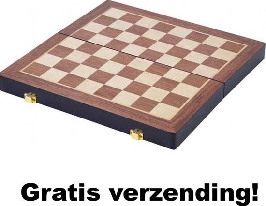 Thumbnail van een extra afbeelding van het spel Opvouwbaar schaak spel schaakbord met stenen ashwood