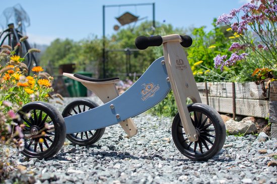 Kinderfeets houten loopfiets driewieler Tiny Tot Plus - Slate Blue