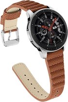 Smartwatch bandje - Geschikt voor Samsung Galaxy Watch 46mm, Samsung Galaxy Watch 3 45mm, Gear S3, Huawei Watch GT 2 46mm, Garmin Vivoactive 4, 22mm horlogebandje - PU leer - Fungus - Stiksel