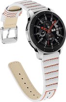 Smartwatch bandje - Geschikt voor Samsung Galaxy Watch 3 45mm, Gear S3, Huawei Watch GT 2 46mm, Garmin Vivoactive 4, 22mm horlogebandje - PU leer - Fungus - Stiksel - Wit