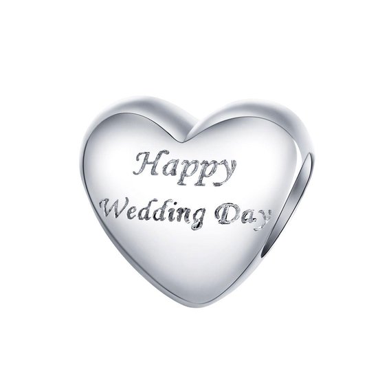 Hart happy wedding day bead | hart huwelijk trouwdag bedel | geschikt voor... | bol.com
