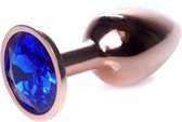 Power Escorts - Unieke Rose Goud kleuringe Plug - Anaal Plug - Buttplug dark Bue stone - Anal Plug met donker blauwe steen - ideale formaat - 7 CM en lekkere Dia 2,7 cm - met makke