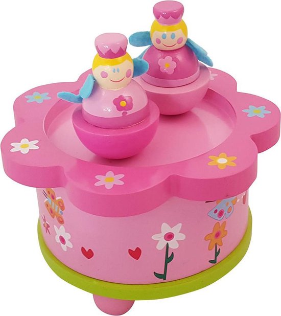 Playwood - Houten muziekdoos dansende prinses roze en een Kinderkapstok vlinder U krijgt 2 artikelen geleverd voor de prijs van 1 van PlayWood — afbeelding 2