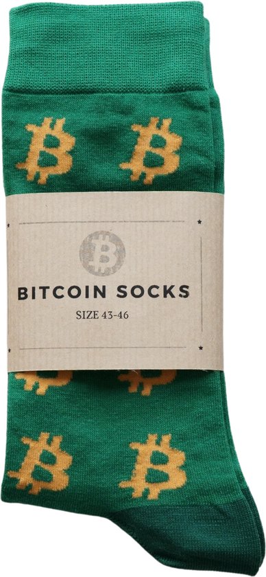 Bitcoin Sokken Groen Oranje - NZRD35 - Heren Sokken - Sokken Groen- Maat 43 - 46