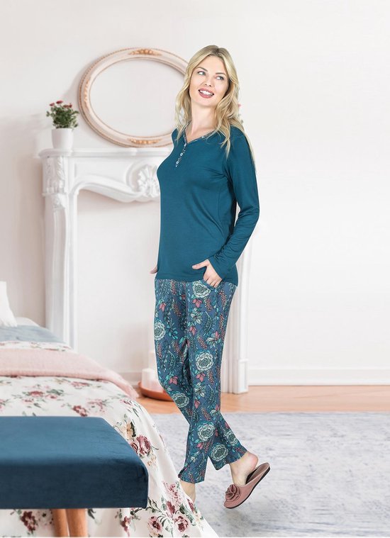 Jiber - Dames Pyjama Set, Lange Mouwen - S | bol.com