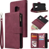 Luxe Telefoonhoesje voor Samsung Galaxy S9 Plus (S9+) | Hoogwaardig Leren Bookcase | Lederen Wallet Case | Luxe Uitstraling | Pasjeshouder 6 stuks | Portemonnee | Rits | Rood