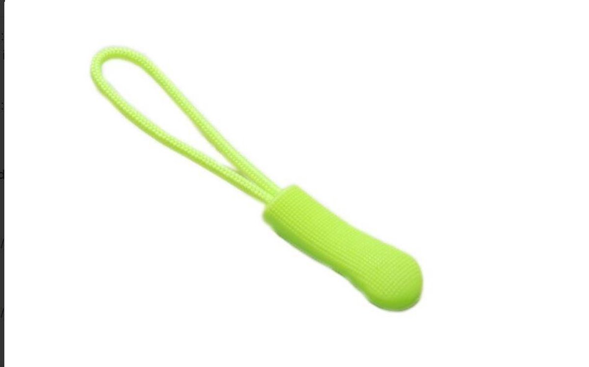 Zipper puller fluor geel per 3 stuks