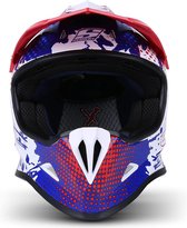 Soxon SKC-34  Wit Blauw Rood, kinderhelm, helm kind, motorhelm, scooterhelm, S, 53-54cm hoofdomtrek, 2 3 5 + jaar, ECE