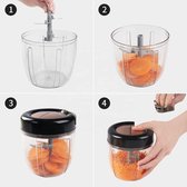 Groentesnijder met trekkoord - zwart - transparant - 900ML- Groentesnijder - Uiensnijder - Eiklopper - Melkopschuimer