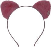 Jessidress Haarband Haar diadeem met katten oren en parels - Roze