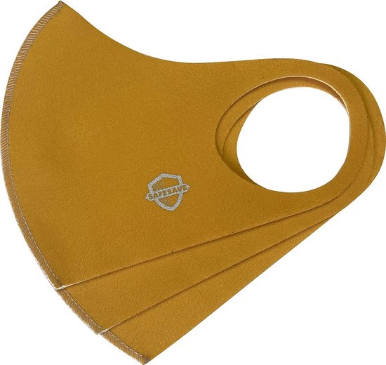 SafeSave mondkapjes-niet medische mondmasker-wasbare en herbruikbare neopreen stoffen mondkapje met leuke print/design-unisex mondkap-3 stuks- marigold