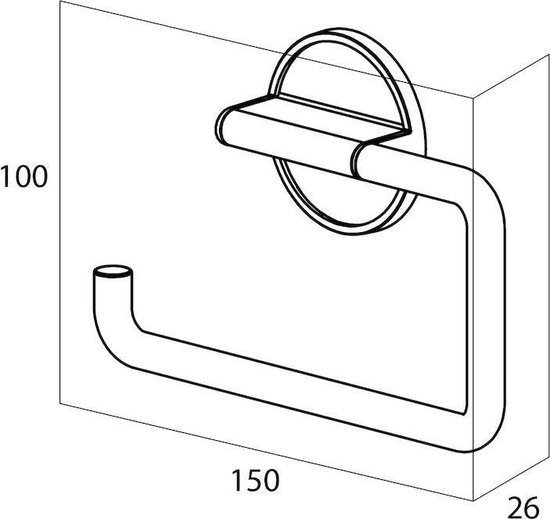 Dessin technique d'un porte-rouleau, dimensions 100x150x26 mm.