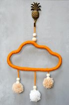 Wolkje macramé wandhanger - oranje - beige - wit - meisjeskamer - jongenskamer - kinderkamer - babykamer - accessoires