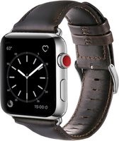 Leren Apple watch bandje - Horlogebandje donkerbruin leer 42 mm/44 mm