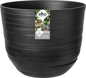 Elho Fuente Rings Rond 30 - Pot De Fleurs pour Intérieur Et Extérieur - Ø 29.5 x H 24.3 - Onyx Noir