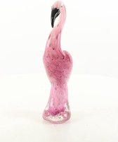 Glazen Beeldje Flamingo - Murano stijl - 33,3 cm hoog