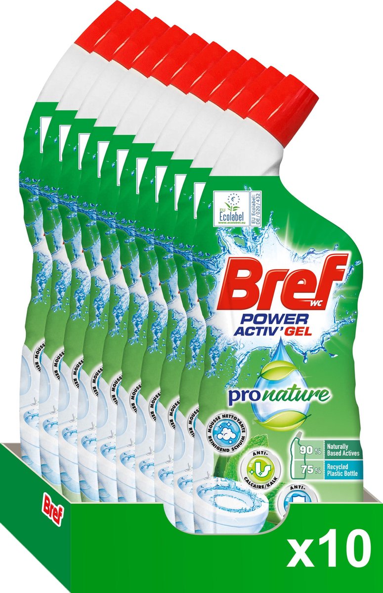 Goedkoopste Bref Toiletreiniger - Power Activ Gel Pronature Mint-Eucalyptus - Voordeelverpakking 10 x 700ml