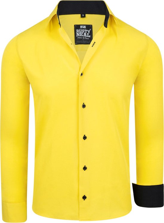 Stevenson vonnis Berg kleding op Rusty Neal - heren - overhemd - geel - r-44 | bol.com