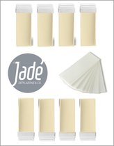 Jadé stripwax harspatroon 8 x 100 ml met brede roller plus 50 strips - harsvullingen - wax refills - wax roll on - voordeelbox voor de man