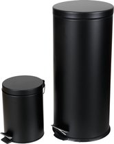 Pedaal emmers vuilbak zwart 30+5L (Set van 2)