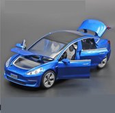 Nezr® Auto Speelgoed Jongens - Tesla Model 3 - Modelauto - Geluid en Licht - 1:32 - Blauw
