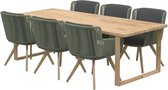 4 Seasons Outdoor Flores Spartan dining tuinset 240x100xH75 cm 7 delig groen teak