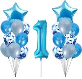 Ballonnen Eerste Verjaardag - 1 jaar - blauw - zilver -1 meter