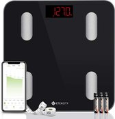 Etekcity ESF24-RBB-personenweegschaal-met app-Bluetooth voor gewicht-lichaamsvet-BMI-BMR-spiermassa-eiwitten-incl. meetlint en batterijen-iOS & Android-zwart