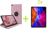 Samsung Galaxy Tab A7 10.4 (2020) Multi Stand Case - 360 Draaibaar Tablet hoesje - Tablethoes - Rosé Goud + 2x Screenprotector