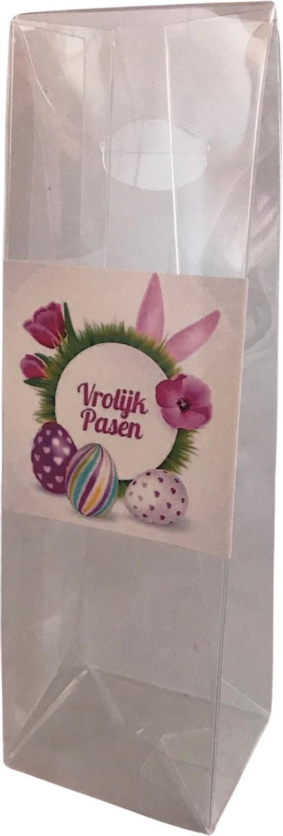 Mika transparant geschenkzakje met sticker - Afmetingen 40mm x 50mm x 155mm - 10 stuks