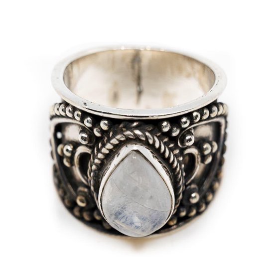 Edelsteen Ring Maansteen 925 Zilver “Verzera” (Maat 17)