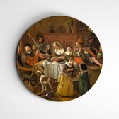Muurcirkel het vrolijke huisgezin | Trendy classic | Oude meester - 120x120cm, Dibond
