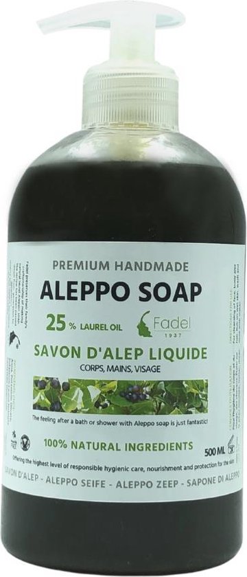 Aleppo Zeep Vloeibaar - 25% laurier - Savon d'Alep Liquide Farha - Vegan friendly - Vloeibare ~Zeep