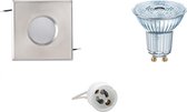 OSRAM - LED Spot Set - Parathom PAR16 940 36D - Igna - GU10 Fitting - Waterdicht IP65 - Dimbaar - Inbouw Vierkant - Mat Chroom - 5.5W - Natuurlijk Wit 4000K - 82mm