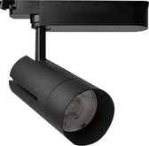 LED Railverlichting - Track Spot - Frinto - 30W 1 Fase - Rond - Aanpasbare Kleur - Mat Zwart Aluminium